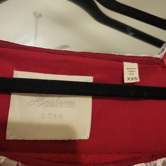 Doen Heirloom Red Velvet Mini Dress with Lace Trim - Picture 5 of 10